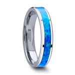 Load image into Gallery viewer, Mens Tungsten Blue Green Opal Inlay Wedding Ring - Polished Comfort Fit - 4mm 6mm 8mm 10mm Wide - Style name: QUASAR