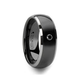 Load image into Gallery viewer, Mens Tungsten Edges Black Ceramic Black Diamond Wedding Ring - Domed Comfort Fit - 8mm Wide - Style name: GOTHAM