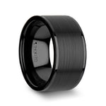 Load image into Gallery viewer, Mens Tungsten Brushed Center Flat Black Wedding Ring - Polished Edges Comfort Fit - 4mm 6mm 7mm 8mm 10mm 12mm Wide - Style name: VULCAN