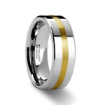 Load image into Gallery viewer, Mens Tungsten Gold Inlaid Wedding Ring - Flat Comfort Fit - 6mm 8mm Wide - Style name: HARRISBURG