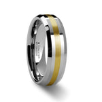 Load image into Gallery viewer, Mens Tungsten Gold Inlaid Wedding Ring - Beveled Comfort Fit - 6mm 8mm Wide - Style name: LEGIONAIRE