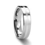 Load image into Gallery viewer, Mens Tungsten Carbide Silver Inlaid Wedding Ring - Pipe Cut Comfort Fit - 6mm 8mm Wide - Style name: GEMINI