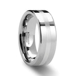 Load image into Gallery viewer, Mens Tungsten Carbide Silver Inlaid Wedding Ring - Pipe Cut Comfort Fit - 6mm 8mm Wide - Style name: GEMINI
