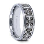 Load image into Gallery viewer, Mens Tungsten Laser Engraved Celtic Crosses Wedding Ring - Flat Grooved Comfort Fit - 8mm Wide - Style name: DEACON