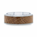 Load image into Gallery viewer, Mens Tungsten Whiskey Barrel Inlaid Flat Polished Edges Made From Genuine Whiskey Barrels Wedding Ring - 8mm Wide - Style name: MALT