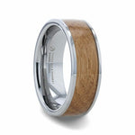 Load image into Gallery viewer, Mens Tungsten Whiskey Barrel Inlaid Flat Polished Edges Made From Genuine Whiskey Barrels Wedding Ring - 8mm Wide - Style name: MALT