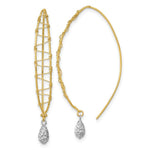 Load image into Gallery viewer, 14k Two-tone Gold Polished Wire Wrapped Diamond Cut Wire Dangle Earrings