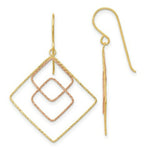 Load image into Gallery viewer, 14k Yellow & Rose Gold Diamond-cut Graduated Square Shepherd Hook Earrings