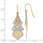 Load image into Gallery viewer, 14k Tri-color Gold Diamond-cut Polished Filigree Dangle Earrings