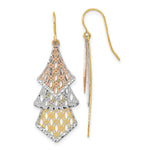 Load image into Gallery viewer, 14k Tri-color Gold Diamond-cut Polished Filigree Dangle Earrings