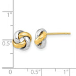 Load image into Gallery viewer, 14k Two Tone Gold Polished Love Knot Post Earrings