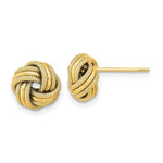 Load image into Gallery viewer, 14K Yellow Gold Polished Textured Triple Love Knot Earrings