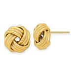 Load image into Gallery viewer, 14K Yellow Gold Polished Textured Triple Love Knot Post Earrings