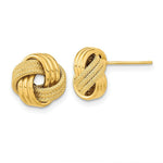 Load image into Gallery viewer, 14K Yellow Gold Polished Textured Triple Love Knot Post Earrings