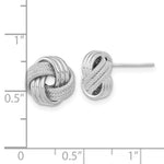 Load image into Gallery viewer, 14k White Gold Polished Textured Love Knot Post Earrings