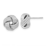 Load image into Gallery viewer, 14k White Gold Polished Textured Love Knot Post Earrings