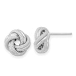 Load image into Gallery viewer, 14k White Gold Polished Textured Double Love Knot Post Earrings