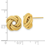 Load image into Gallery viewer, 14K Yellow Gold Polished Textured Double Love Knot Post Earrings