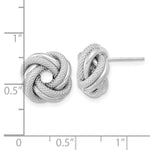 Load image into Gallery viewer, 14k White Gold Polished Textured Double Love Knot Post Earrings