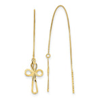 Load image into Gallery viewer, 14K Yellow Gold Polished Diamond-cut Box Chain w/Cross Threader Earrings