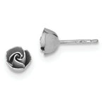 Load image into Gallery viewer, 14k White Gold Satin Finish Diamond-cut Rose Post Earrings