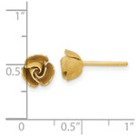 Load image into Gallery viewer, Yellow Gold Satin Finish Diamond-cut Rose Post Earrings