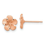 Load image into Gallery viewer, 14k Gold Rose Rhodium Diamond-cut Plumeria Post Earrings