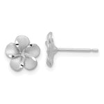 Load image into Gallery viewer, 14k White Gold Satin Diamond-cut Plumeria Post Earrings