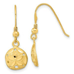 Load image into Gallery viewer, 14K Yellow Gold Polished & Satin Diamond-cut Sand Dollar Shepherd Hook Earrings