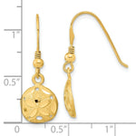 Load image into Gallery viewer, 14K Yellow Gold Polished & Satin Diamond-cut Sand Dollar Shepherd Hook Earrings