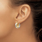 Load image into Gallery viewer, 14K Two-tone Gold Polished Double Hoop Earrings 6mm width