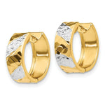 Load image into Gallery viewer, 14K Yellow Gold 5mm Diamond-cut Rhodium Hoop Earrings 5.5mm width