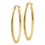 Load image into Gallery viewer, 14K Yellow Gold 2mm Oval Hoop Earrings 2mm width