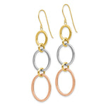 Load image into Gallery viewer, 14K Tri-Color Gold Triple Circle Dangle Earrings