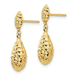 Load image into Gallery viewer, 14K Yellow Gold Diamond-cut Puff Teardrop Dangle Earrings