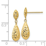 Load image into Gallery viewer, 14K Yellow Gold Diamond-cut Puff Teardrop Dangle Earrings