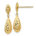 Load image into Gallery viewer, 14K Yellow Gold Diamond-cut Puff Teardrop Dangle Earrings