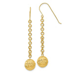 Load image into Gallery viewer, 14K Yellow Gold Diamond-cut Hollow Bead Dangle Earrings