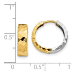 Load image into Gallery viewer, 14K Two-tone Gold Textured Hinged Hoop Earrings 15mm width