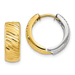Load image into Gallery viewer, 14K Two-tone Gold Textured Hoop Earrings 14mm width