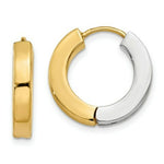 Load image into Gallery viewer, 14K Two-tone Gold Polished Hollow Hinged Hoop Earrings 16mm width