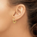 Load image into Gallery viewer, 14K Yellow Gold Greek Key Hinged Hoop Earrings 16mm width