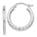 Load image into Gallery viewer, 14K White Gold Diamond-cut 2.5x20mm Hollow Hoop Earrings 21mm width