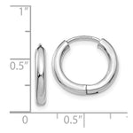 Load image into Gallery viewer, 14K White Gold Polished Hollow Hinged Hoop Earrings 15mm width
