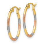 Load image into Gallery viewer, 14K Yellow Gold & White and Rose Rhodium Diamond Cut Hoop Earrings 16mm width