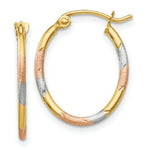 Load image into Gallery viewer, 14K Yellow Gold & White and Rose Rhodium Diamond Cut Hoop Earrings 16mm width