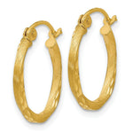 Load image into Gallery viewer, 14K Yellow Gold Satin Diamond Cut Hollow Twisted Hoop Earrings 17mm width
