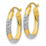 Load image into Gallery viewer, 14K Yellow Gold & Rhodium 3mm Diamond Cut Oval Hollow Hoop Earrings 15mm width
