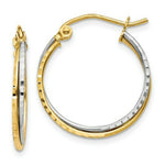 Load image into Gallery viewer, 14K Yellow Gold Yellow and White Gold Diamond Cut Twisted Hoop Earrings 19mm width
