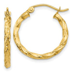 Load image into Gallery viewer, 14K Yellow Gold Twist Hollow Hoop Earrings 20mm width